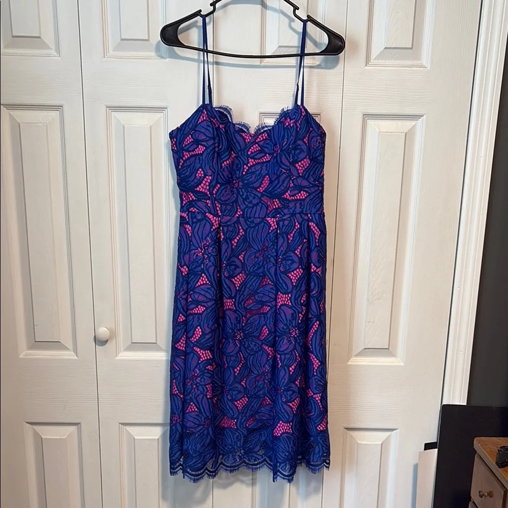 NWT Lilly Pulitzer Camella Dress Royal Purple Two Tone Orchid Lace Dress Size 10 - Picture 2 of 6